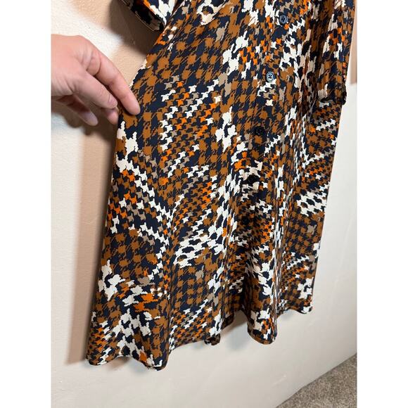 Equipment Relle Silk Shirtdress 2 Luxury Houndstooth Academia Modest Business - Picture 10 of 16